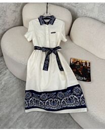 Miumiu Women's Contrast Color Lapel Dress White