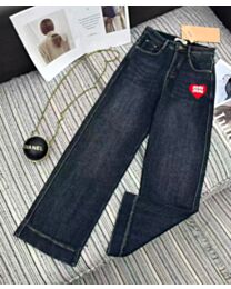 Miu Miu Women's Embroidered Jeans Wide-Leg Jeans Black