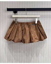 Miu Miu Women's Plaid Pleated Mini Skirt Coffee