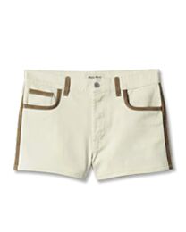 Miumiu Women's Denim And Leather Shorts Cream