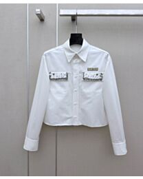 Miu Miu Women's Cropped Cotton Shirt White
