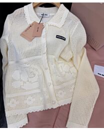 Miu Miu Women's Open-knit Cardigan Cream