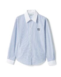 Miu Miu Women's Striped Poplin Shirt Blue