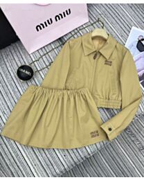 Miu Miu Women's Lapel Jacket And Short Skirt Suit Apricot