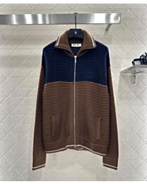 Miu Miu Women's Color-Blocked Knit Zip-Up Jacket Coffee