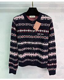 Miu Miu Women's Jacquard Knit Cardigan Black