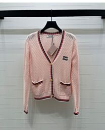 Miu Miu Women's Openwork Knit Cardigan Pink