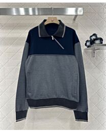 Miumiu Women's Contrast Color Zipper Sweatshirt Grey
