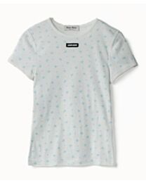 Miu Miu Women's Ribbed Knit T-Shirt Cream