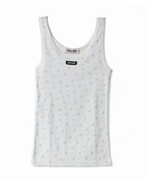 Miu Miu Women's Ribbed Jersey Tank Top Cream