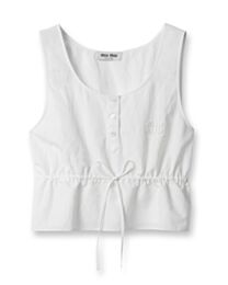 Miu Miu Women's Slubbed Poplin Top White