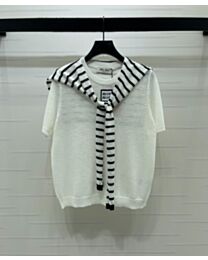 Miu Miu Women's Striped Knit Top Cream