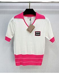 Miumiu Women's Knitted T-shirt Peachblow