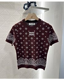 Miumiu Women's Diamond Jacquard Sweater Coffee