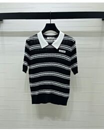Miu Miu Women's Striped Knit Top Black