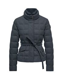 Moncler Women's Knitted Turtleneck Belt Down Jacket Gray