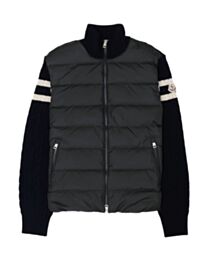 Moncler Unisex Loromoda Logo Patch Knit Mix Men's Jacket Black