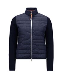 Moncler Women's Padded Cotton Snake Quilted Cotton Denim Cardigan Dark Blue