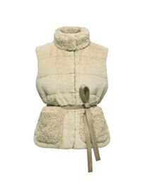 Moncler Women's Joui Synthetic And Teddy Down Vest Cream