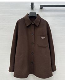 Prada Elegant Lapel Long-Sleeved Jacket Coffee