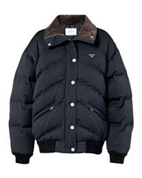 Prada Women's Logo Plaque Quilted Puffer Jacket Black