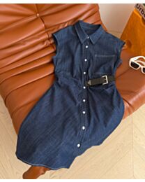 Prada Women's Sleeveless Denim Shirt Dress Blue