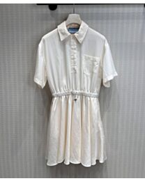 Prada Women's Prada Women's Short-Sleeved Technical Ponge Dress Cream