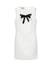 Prada Women's Tela Natte Bow Sleeveless Mini Dress White