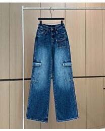 Prada Women's Pocket Decoration Jeans Blue