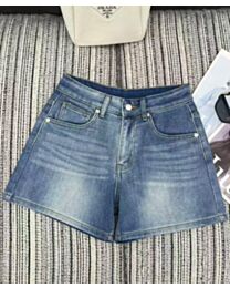 Prada Women's High-Waisted Denim Shorts Blue