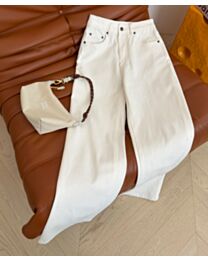 Prada Women's High-Waisted Wide-Leg Jeans Cream
