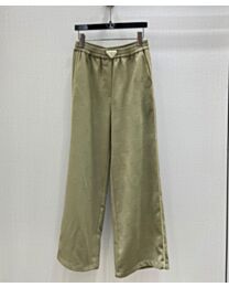 Prada Women's Letter Print Drape Wide Leg Pants Green