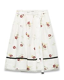 Prada Women's Printed Linen Mini Skirt Cream
