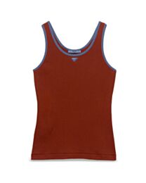 Prada Women's Tobacco Steel Blue Old Cotton Tank Top Red