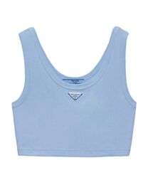 Prada Women's Rib-Knit Cropped Camisole Blue