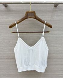 Prada Women's Openwork Cotton Crop Top White