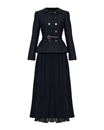 Saint Laurent Women's Black Wool Crepe Midi Dress Black