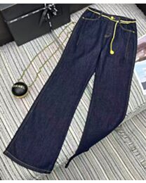 Saint Laurent Women's Wide-Leg Jeans Dark Blue