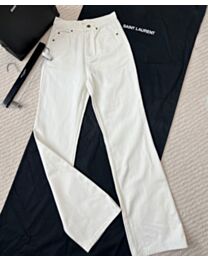 Saint Laurent Women's Flared High Jeans White