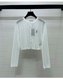 Saint Laurent Women's Embroidered Knit Cardigan White