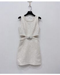 Self-Portrait Cream Boucle Pearl Mini Dress Cream