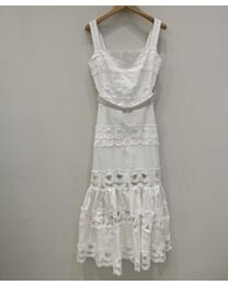 Self-Portrait Lace-Trimmed Dress White