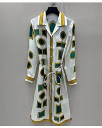 Versace Women's Printed Silk Twill Mini Shirt Dress Green