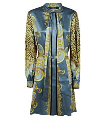 Versace Women's Cheetah Foulard Silk Crepe Dress Yellow