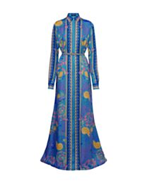 Versace Women's Versace Women's Underwater Barocco Silk Twill Maxi Dress Blue