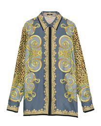 Versace Women's Cheetah Foulard Print Silk Shirt Yellow