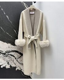 Valentino Women's Cashmere Coat Double-Sided Woolen Jacket Women Removable Cream