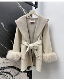 Valentino Women's Women's Double Faced Wool Overcoat Cashmere Fox Cream