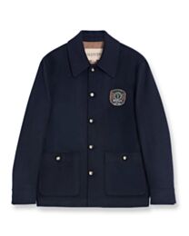 Valentino Women's Garavani Embroidered Patch-Pocket Shirt Jacket Black