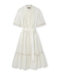 Valentino Women's Cotton Poplin Belted Midi Shirt Dress White